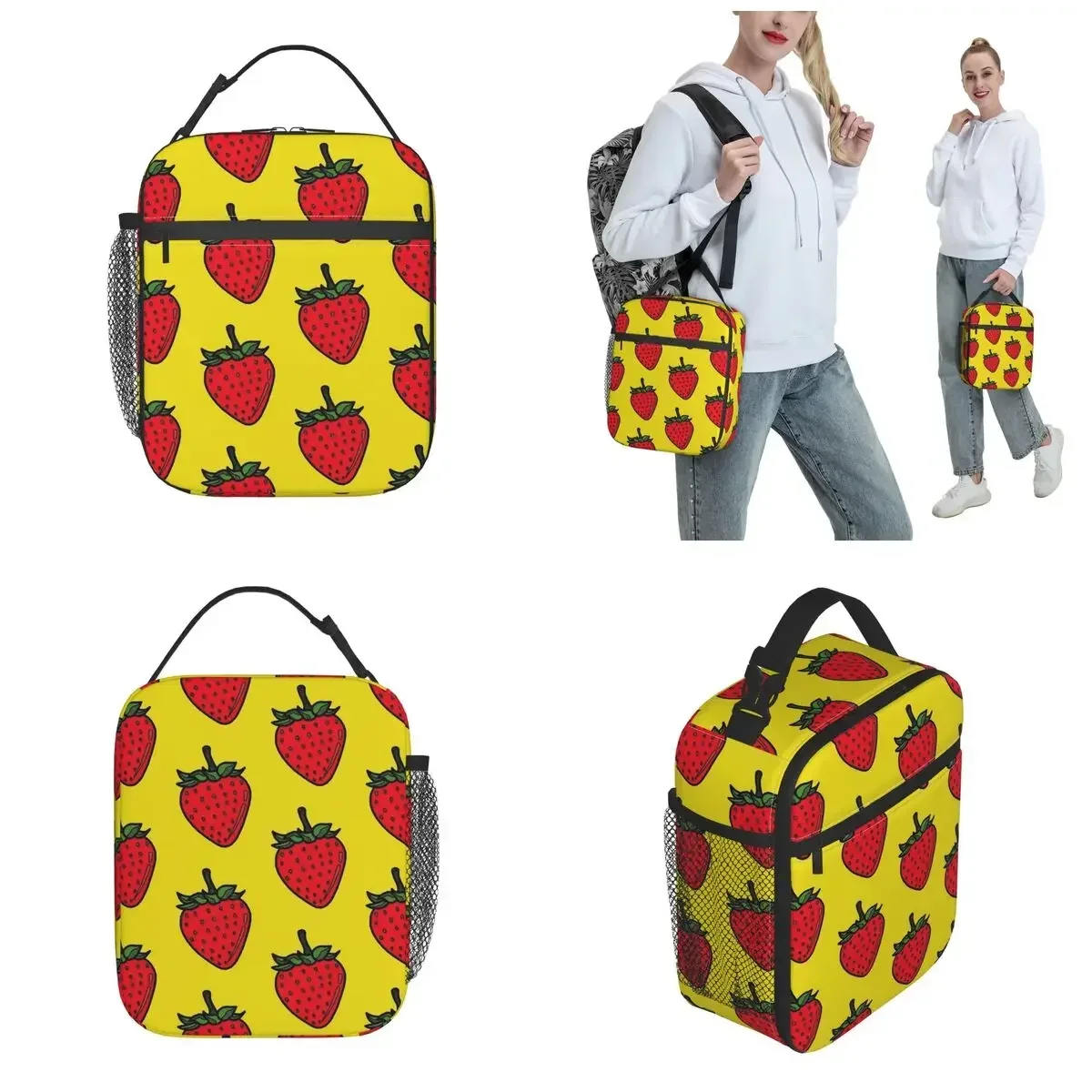 Insulated Lunch Bags Strawberry Yellow Product Cute Fruit Storage Food Box Ins Style Thermal Cooler Lunch Box For Office