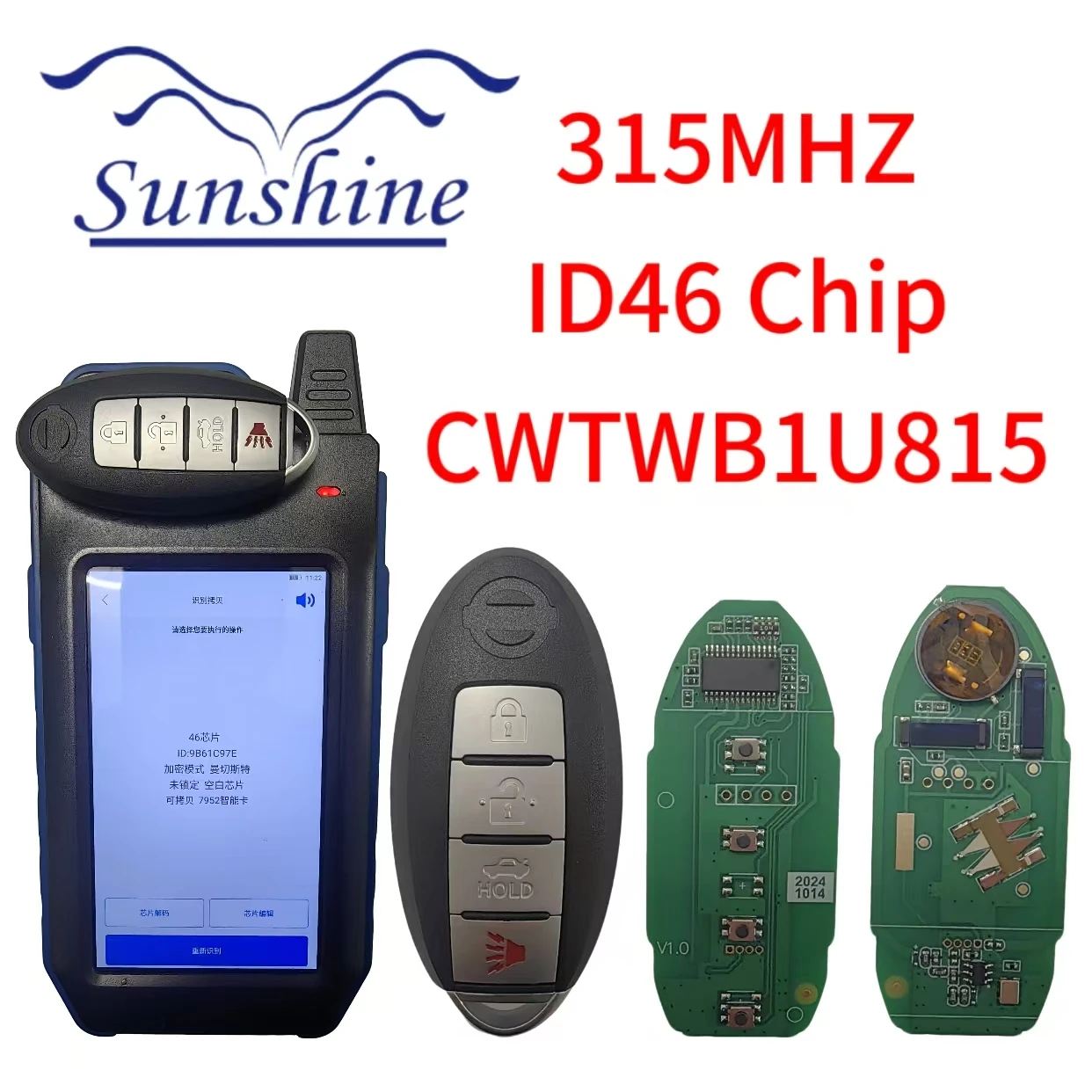 

Умный ключ-пульт Sunshin для CWTWB1U815, подходит для Nissan Sunny, Teana, Sylphy, Sentra, Versa, 315 МГц, чип ID46, TWB1U815, 4BT, бесключевой доступ