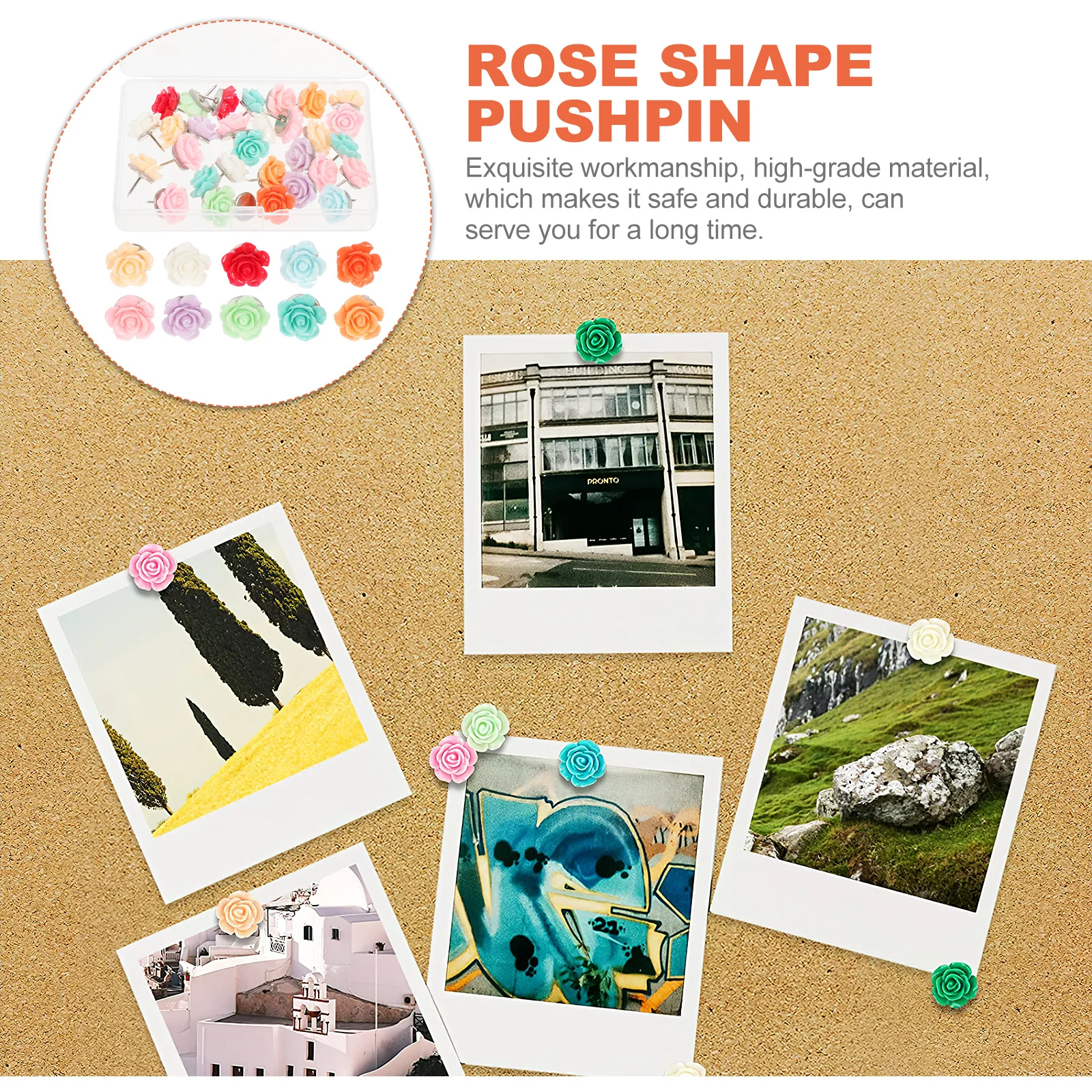 

Resin Rose Thumbtack Replaceable Pushpins Decorative Tacks Aesthetic Reusable Thumbtacks Plastic Small