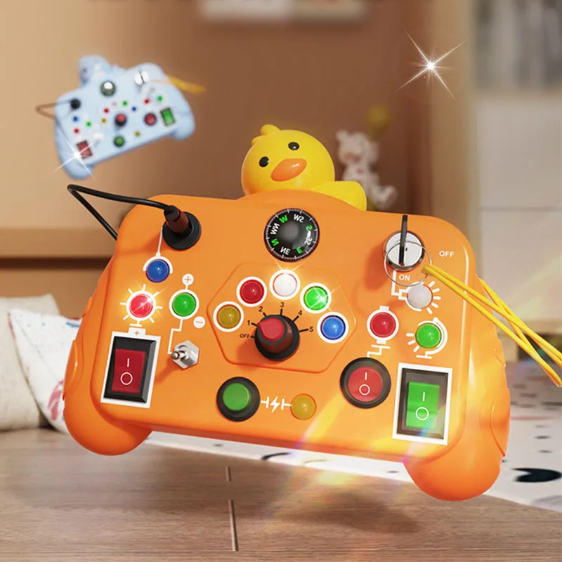 

Cartoon Montessori Busy Board Sensory Toys with LED Light Switch Control Board Travel Activities Analog Circuit Toys Kids Game