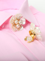 2Pcs Luxury Imitation Shell Pearl Flower Shirt Sleeve Button Elegant Copper Cufflinks Button Cover Accessories for Women and Men