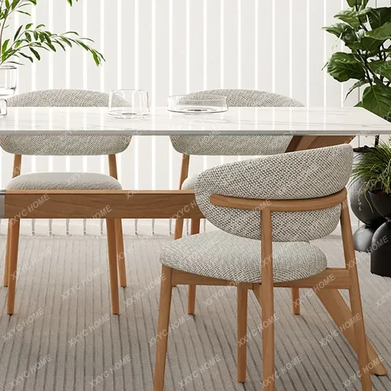 كراسي الطعام الخشبية البيضاء الحديثة المخملية المريحة الفاخرة الشمال كرسي مصمم وسادة Meubles دي Chambre أثاث المنزل #4