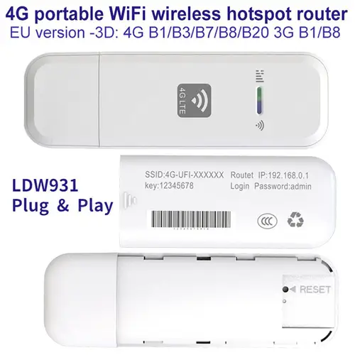 LDW931 4G LTE 와이파이 라우터, 150Mbps 무선 USB 동글 USB 모뎀 스틱, SIM 카드 와이파이 어댑터 포함, 휴대용 모바일 광대역  Best5