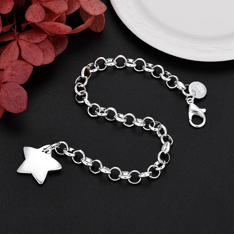 Hot Fashion designer 925 Sterling Silver charm Star Bracelets for Women luxury Party Wedding Jewelry Accessories Holiday Gifts