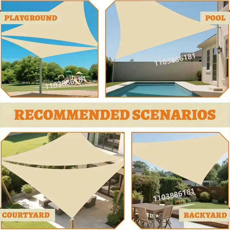Multi-größe Dreieck Sonnenschutz Segel Wasserdichte Outdoor Garten Terrasse Party Sonnenschutz Awing Sonnendach Für Strand Camping Pool – Detail 9
