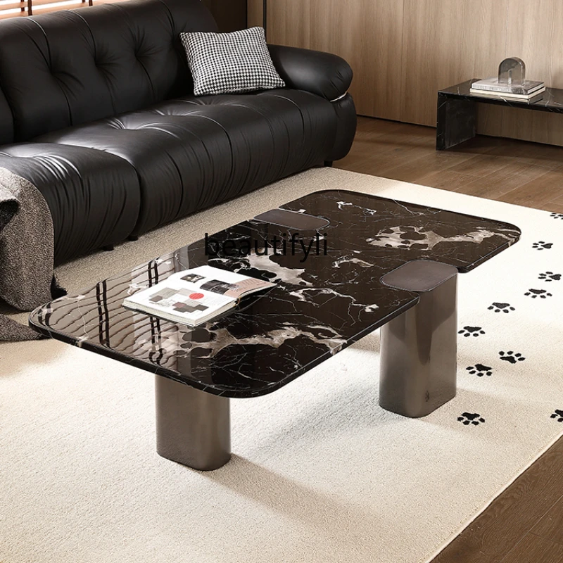 

Italian marble coffee table household light luxury modern simple living room creative rectangle