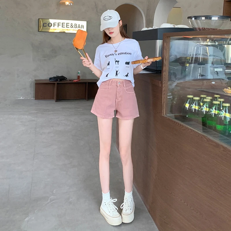 2024 summer new high-waisted denim shorts female loose design sense niche retro wide leg a word hot trousers thin section