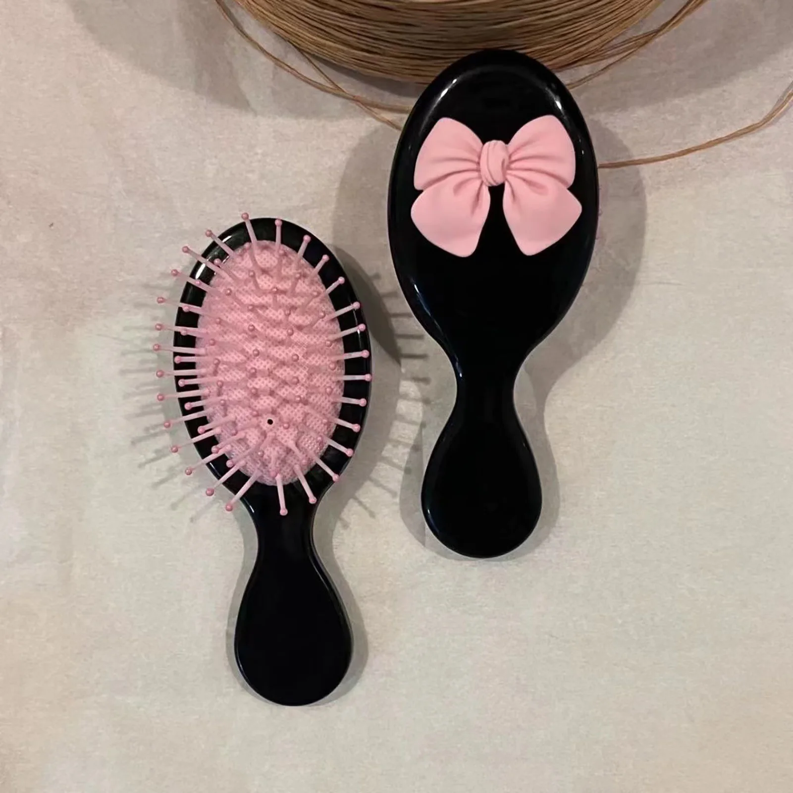 Mini Hair Comb With Mirror Foldable Comb Travel Portable Massage Women Girl Hair Brush Pink Bowknot Comb Styling Tools Gift