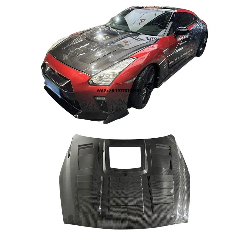

For GT R35 2008-2016 Z Style High Quality Wet Carbon Fiber Transparent Hood Engine Cover Bonnet Car Auto Parts