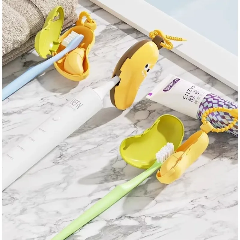 Portable Plastic Toothbrush Holder Waterproof Anti-Slip Features Must-Have Travel Hiking Camping Brush Case Cute Banana Design