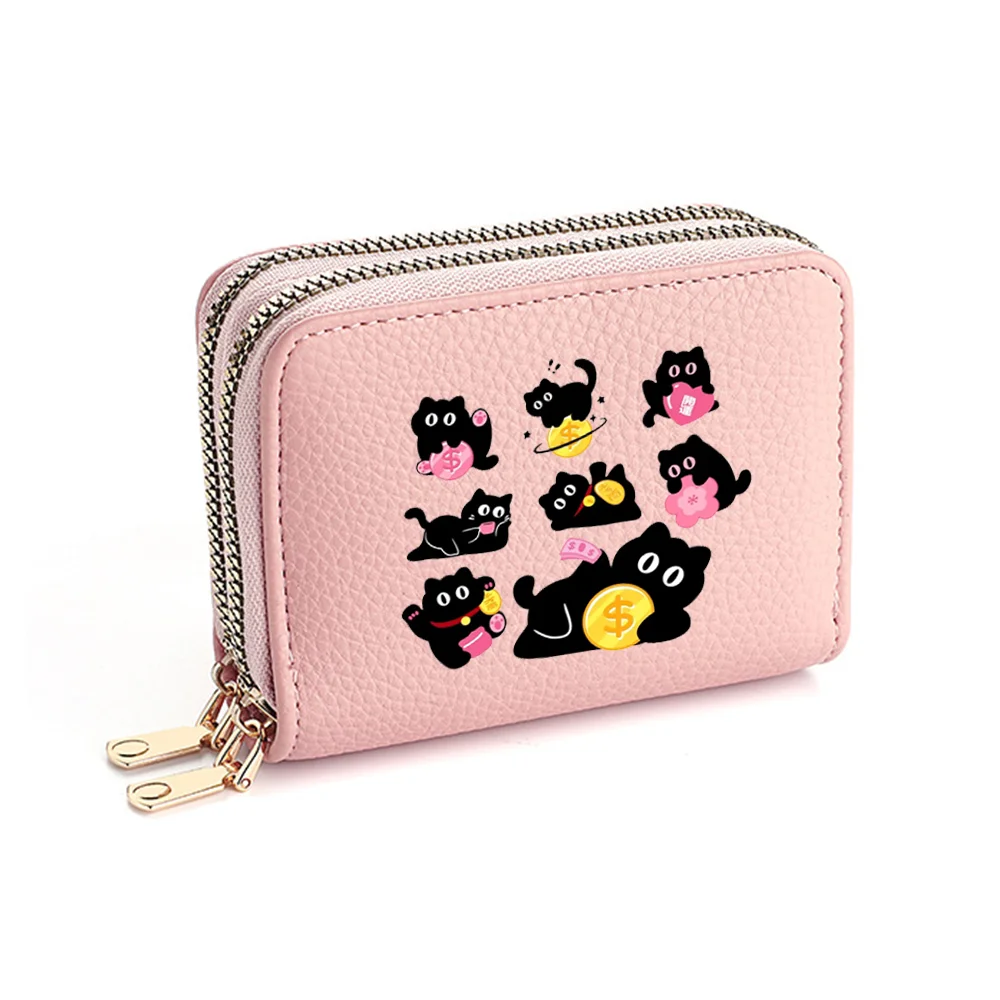 Cute Lucky Cat Animation Image Design PU Leather Multi-card Slot Zipper Credit Card Coin Coin Purse And Fashion Women's Wallet