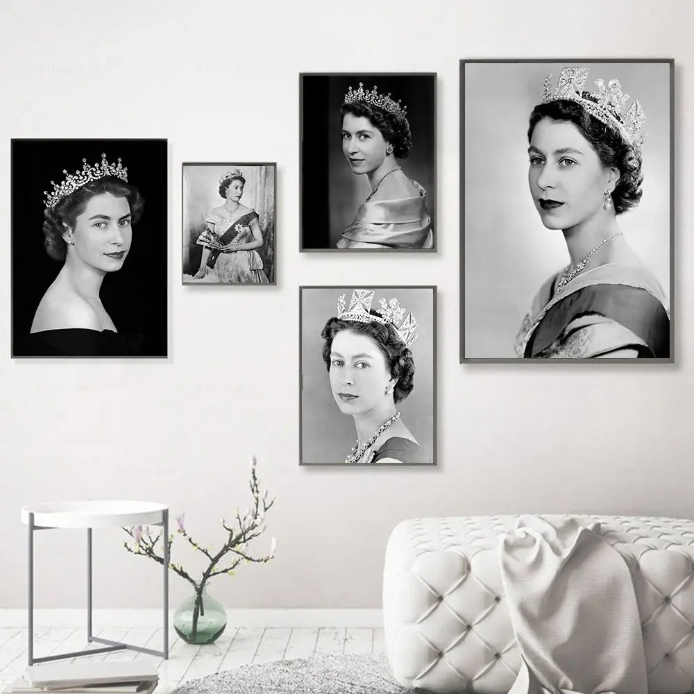 Queen Elizabeth II Posters Vintage Print Elizabeth Portrait Wall Art Canvas Painting Cuadros Pictures For Living Room Home Decor