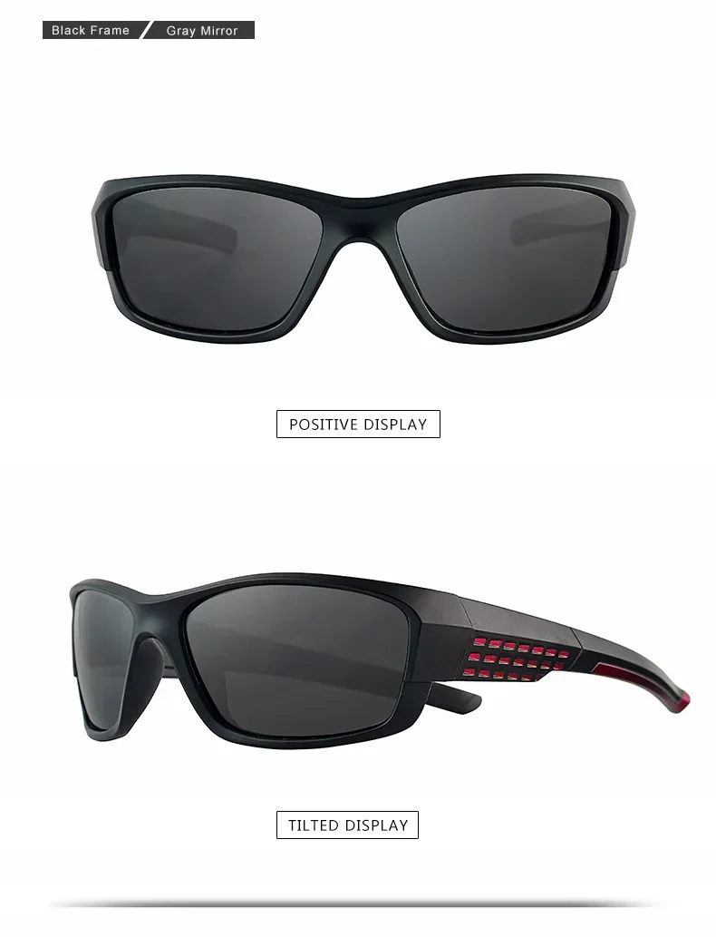 UV400 Polarisierte Schwarz Rahmen Gläser Sport Sonnenbrillen Männer und Frauen Markendesigner Fahren Angeln Sonnenbrille – Detail 5