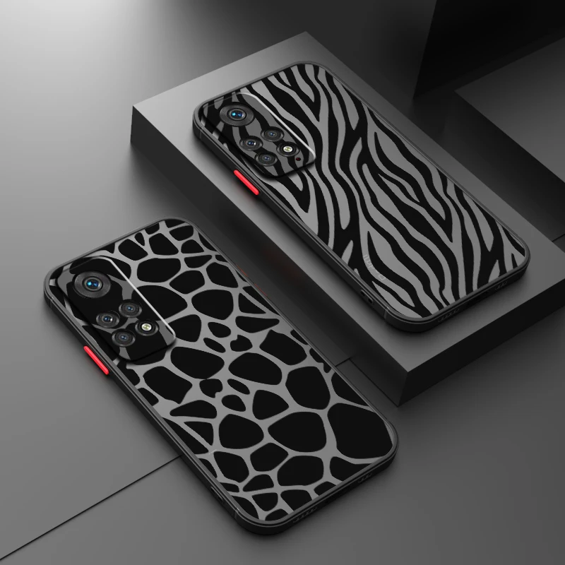 Speckle Stripe Art Black White Frosted Translucent For Redmi 8 8A 9A 9C 9AT 9 9T 10X 10A 10C 10 11A 12C 12 13C 5G Funda