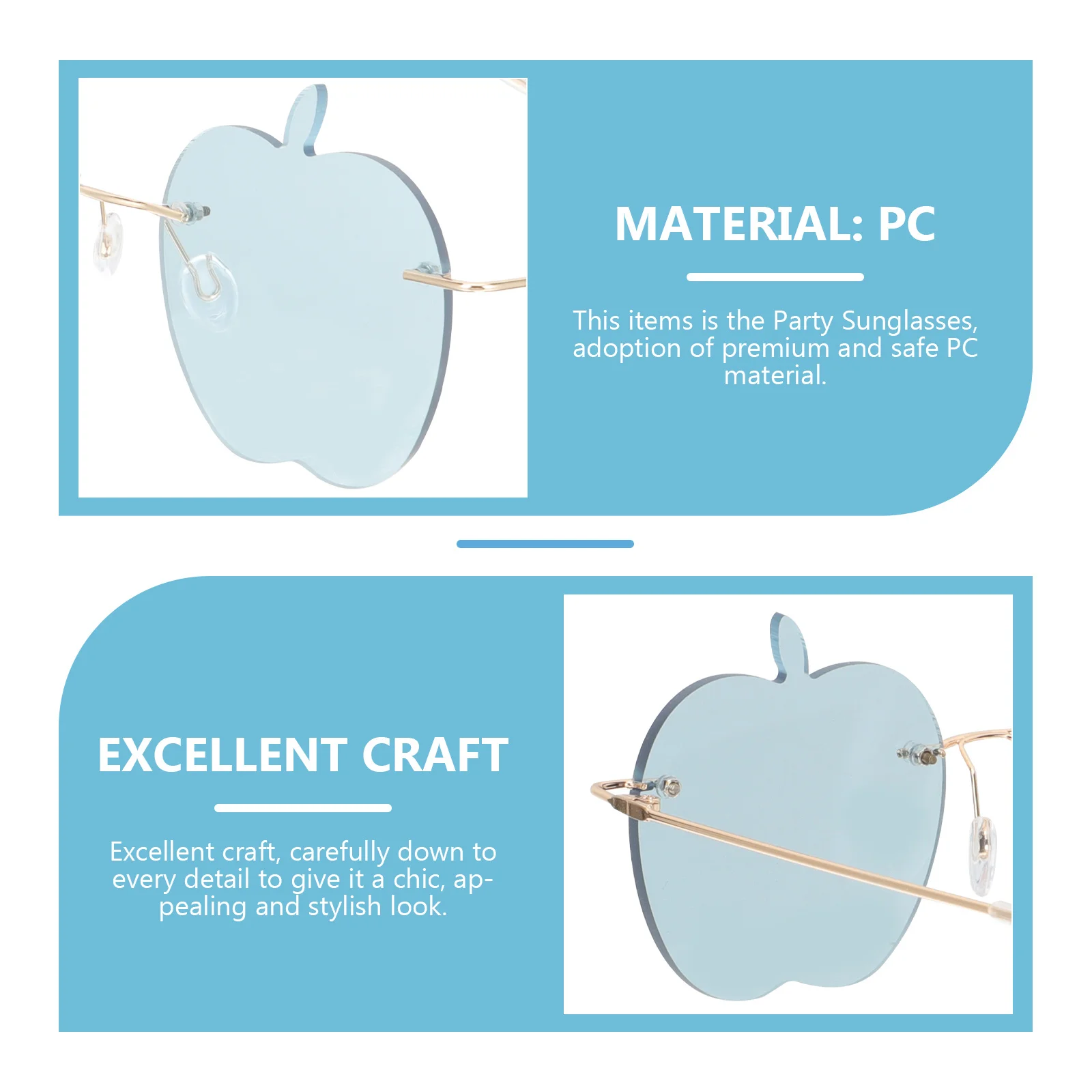 

1 Pair Personalized Irregular Sunglasses Eyewear Beach Photo Props Rimless Design Creative Shades