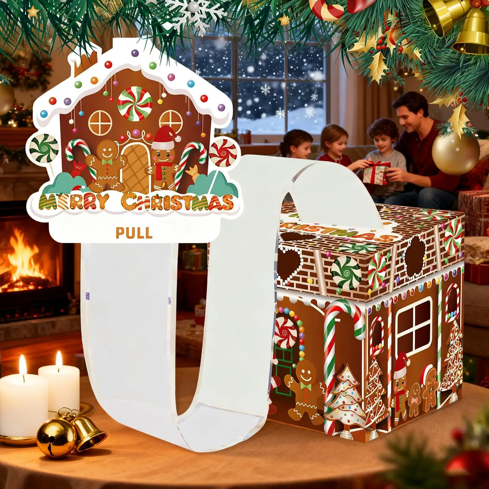 Christmas Money Box Gingerbread Man Festive Party Favors Christmas Money Holders for Cash for Family Friends Kids Adults Men