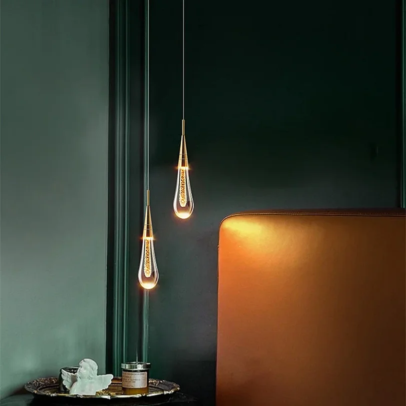 Bubble Crystal Pendant Lights for Bedroom Bedside Hotel Bathroom Hanging Lamp Led Glass Modern Ceiling Chandeliers Double
