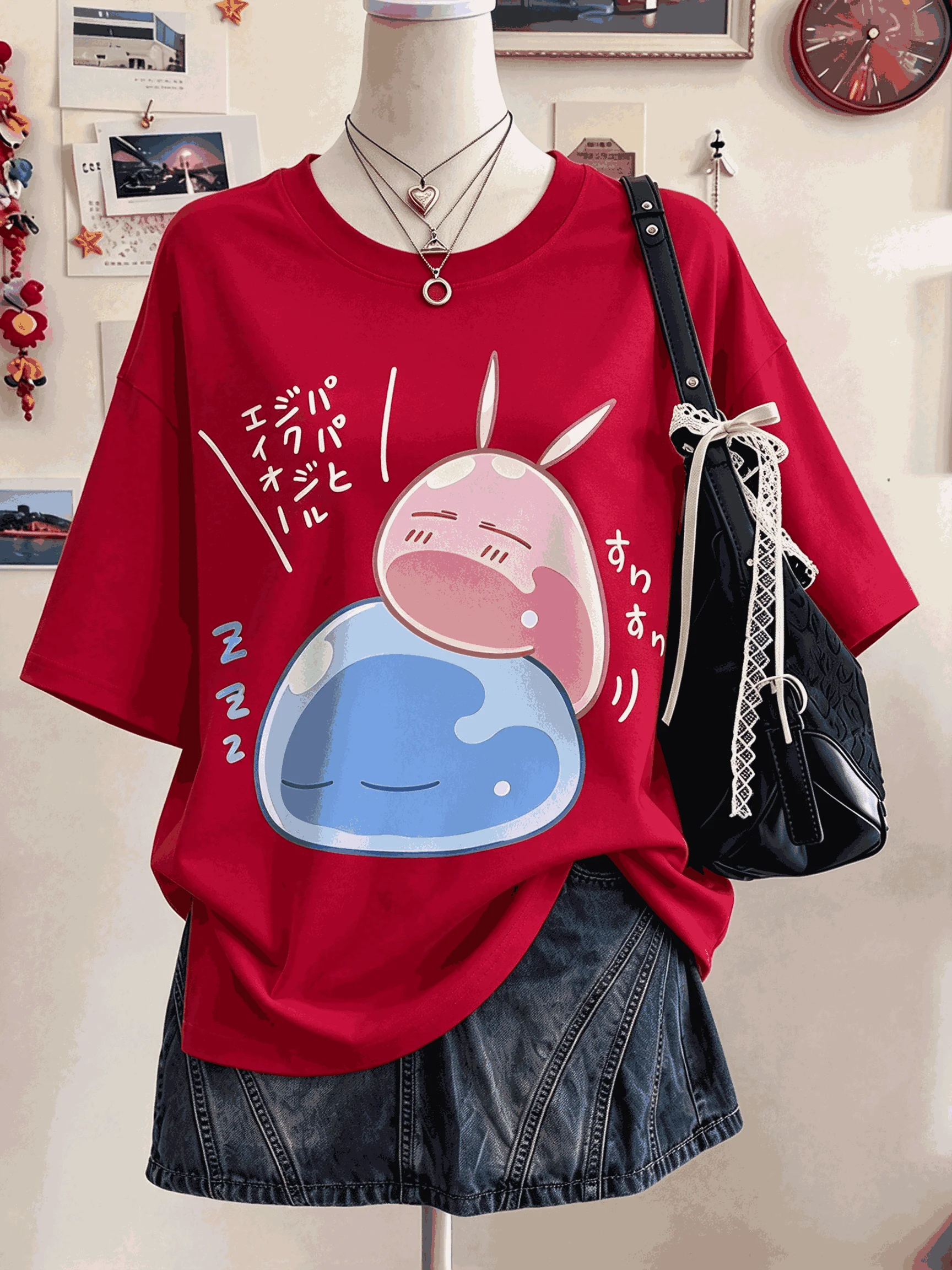 Reincarnated as a Slime Oversized Unisex 2026 Vintage-Style Graphic Print T-shirts Streetwear Trendy Cotton Fashion Hip Hop soft