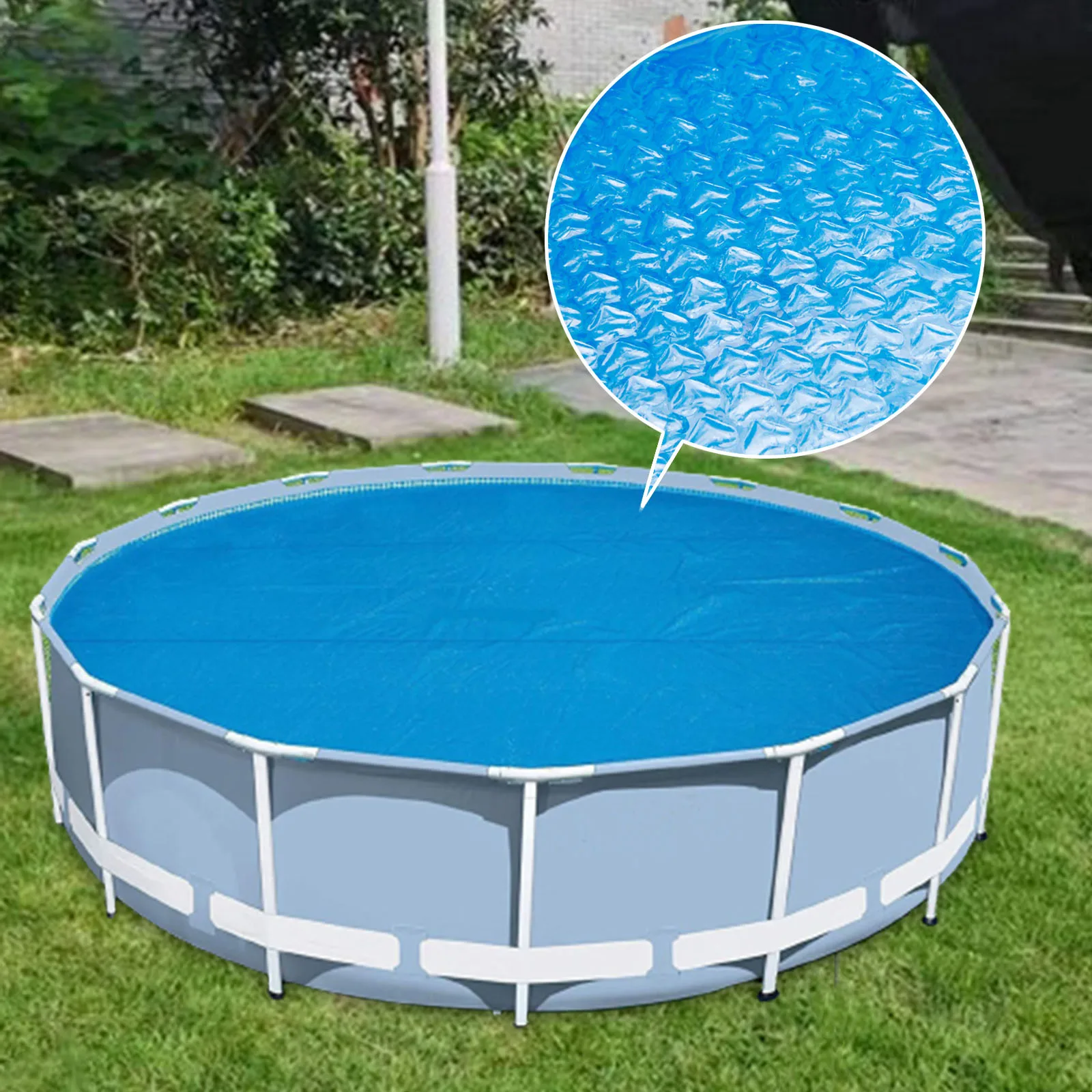 Round Solar Summer Waterproof Pool Tub Swimming Pool Cover  Dust Outdoor PE Bubble Film Blanket Accessory Pool Cover