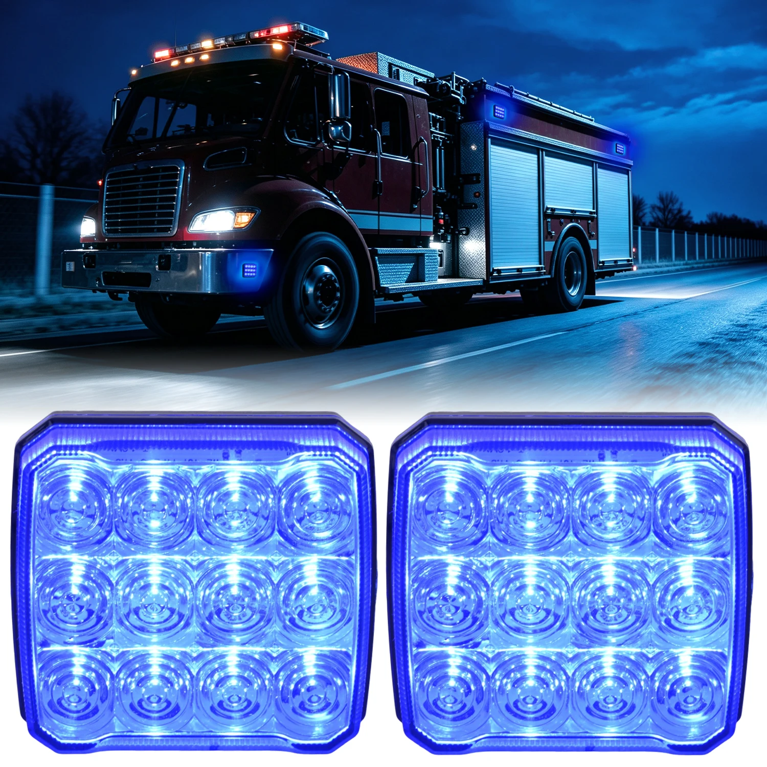 Nilight Magnetic Wireless Strobe Lights 2PCS 12 LED Blue Emergency Warning Light 18 Flash Patterns Rechargeable Waterproof Hazard Beacon for Truck Trailer Snow Plow Bus Car