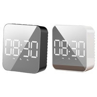 LED Digital Mirror Clock with Voice Activated 2 Alarms Temperature Display Adjustment Brightness for Bedroom Table Clock