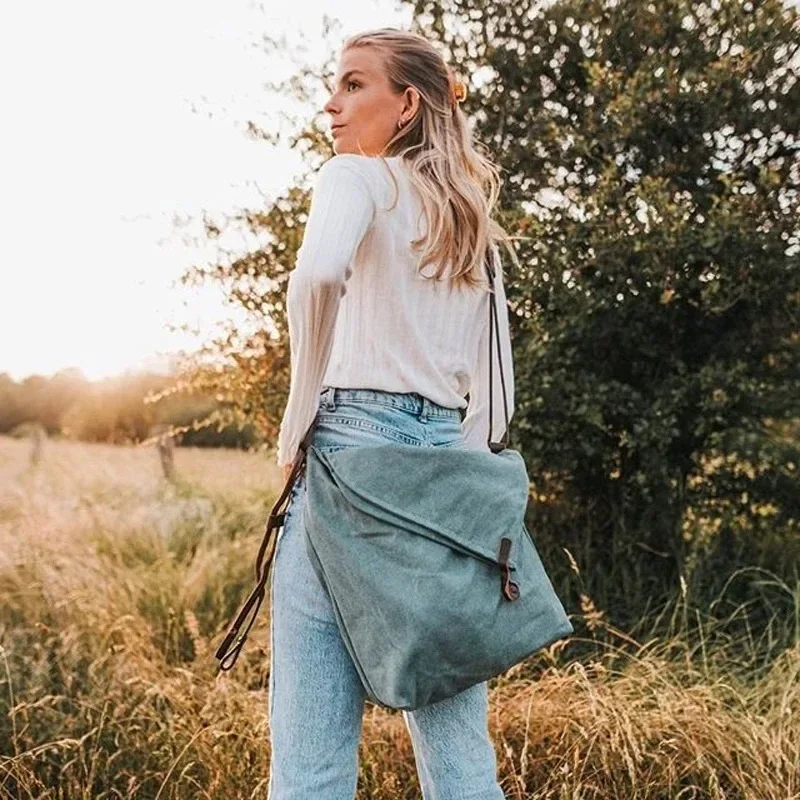 

Vintage Canvas Crossbody Bag Unisex Boho Shoulder Tote for Women Men Commuter
