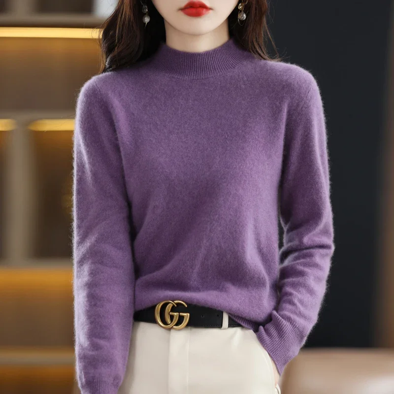 Women's Loose Knit Pullover Mock Neck Winter Sweater