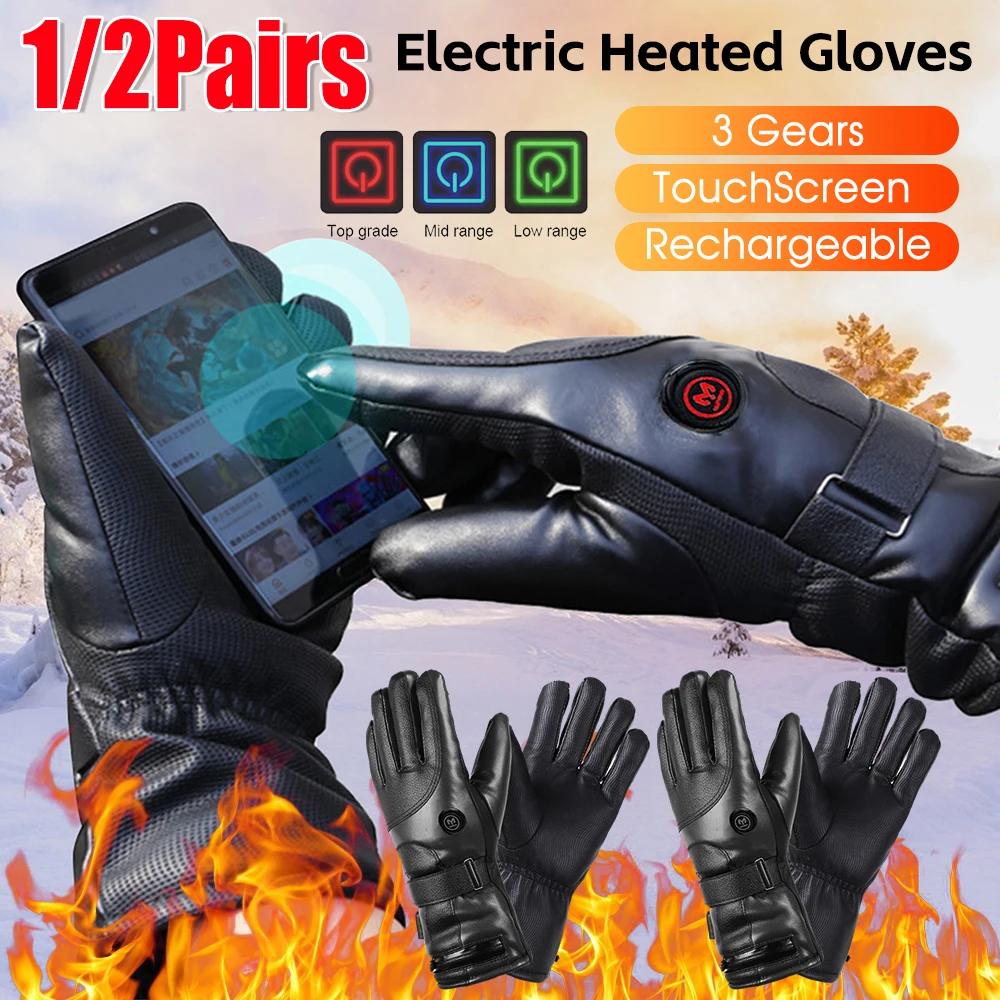 

Electric Heated Gloves Motorcycle Winter Moto Heated Gloves Warm Waterproof Rechargeable Heating Thermal Gloves For Snowmobile