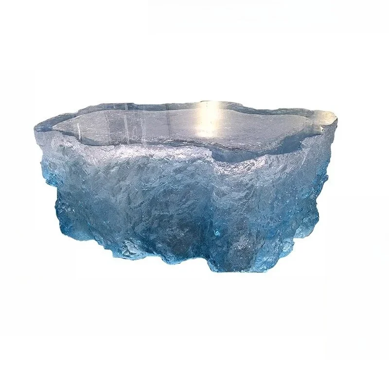 Home Villa Hotel Living Room Designer Coffee Table High Art Blue Heart of the Ocean Resin Round Table