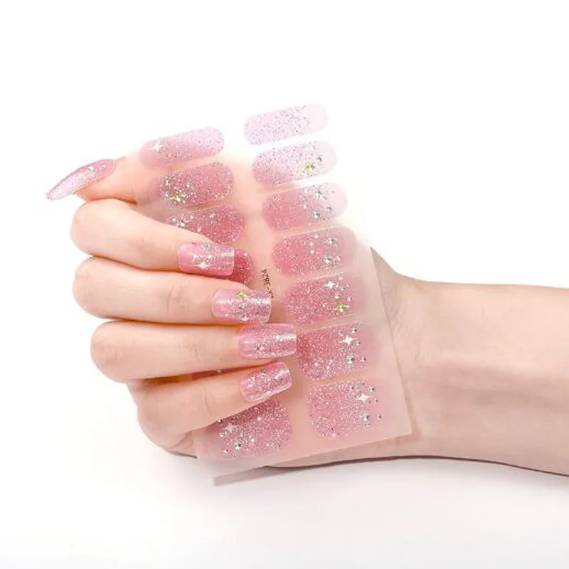 5D Diamond Nail Stickers Nail Polish Wraps Nail Sliders Decals Full Cover Adhesive Fake Nail Patch Tips uñas postizas ofertas