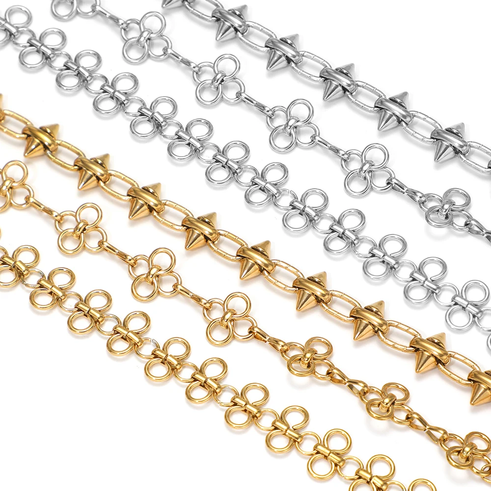 1 Meter No Fade Stainless Steel Flower Bow Knot Chains Handmade Chains for Necklace Bracelet Supplies DIY Women Jewelry Making view 2