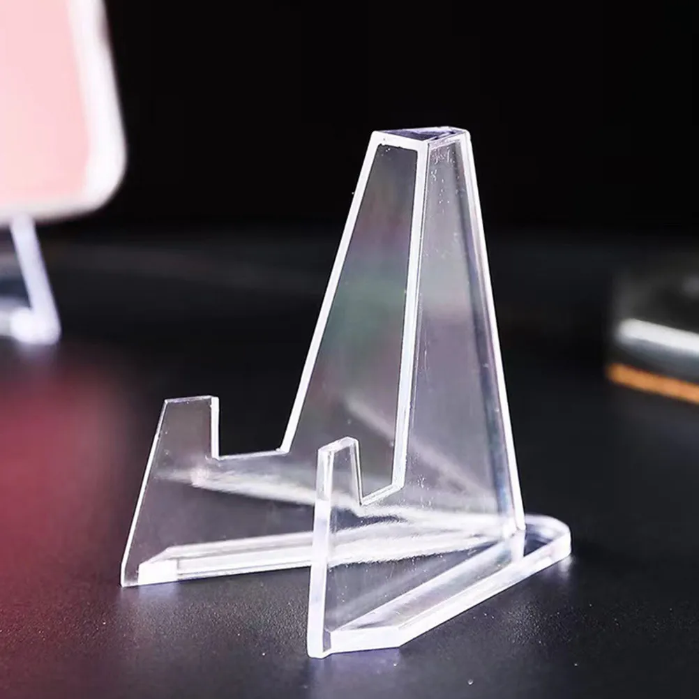 20Pcs Transparent Coin Display Stand Hard Plastic Mini Easel for Desktop Shelf Cabinet Coins Medals Badge Organizer
