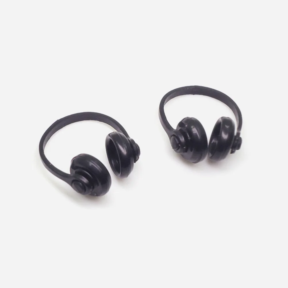 2 Pcs Computer Room Dollhouse Accessories Head Phones Miniature Earphones Pp Headset Model