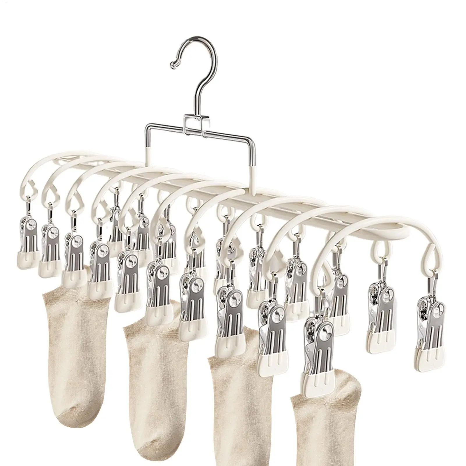 20 Clips Legging Organizer & Drying Rack, Space Saving Hanging Closet Storage, Multi-Use Pants Skirt Scarf Holder for Home Dorm