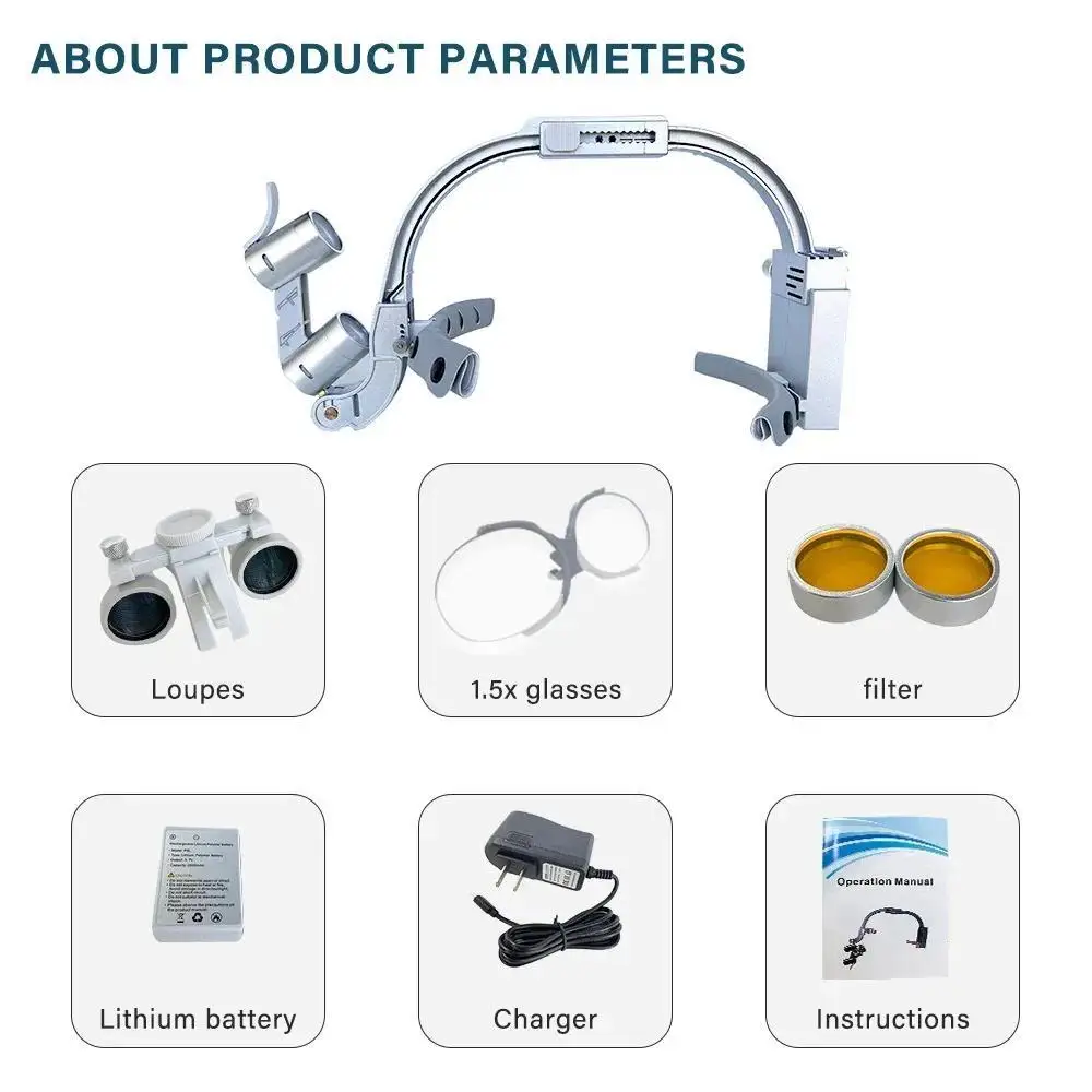5W Dental LED Headlight 2.5X 3.5X Binocular Magnifying Loupes Portable Surgical Head Lamp Oral Dentistry Medical Equipment view 6