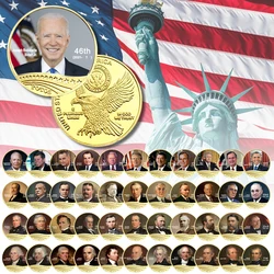 All 46 US Presidents Commemorative Coin Set Full Set Colorized Gold Plated Challenge Coins Souvenir Gift for Father Collection