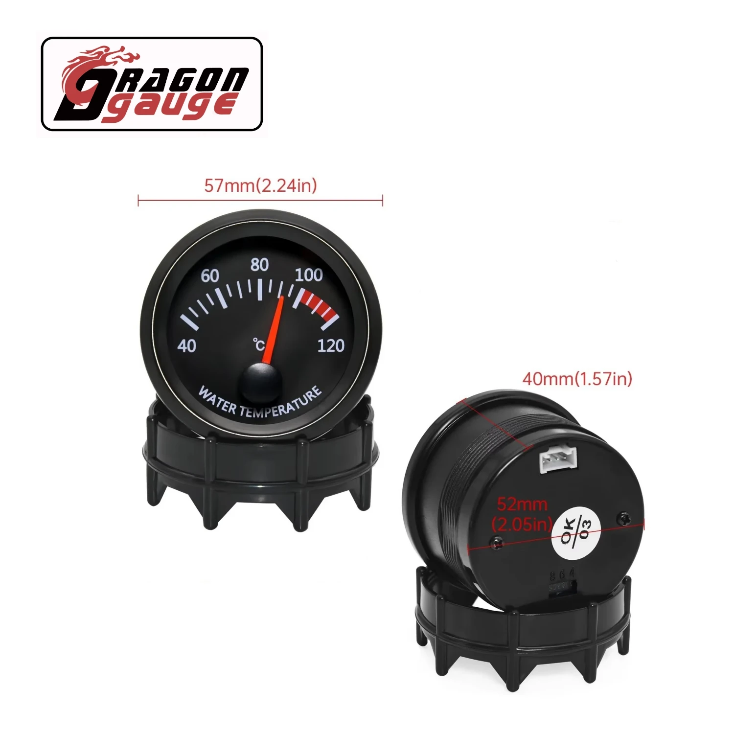 2 Inches 52mm 12V Car Gauge Water Temp Oil Temp Oil Press PSI/Bar Voltmeter Boost Gauge EGT Gauge With Sensor Fit for 12V Car - view 4