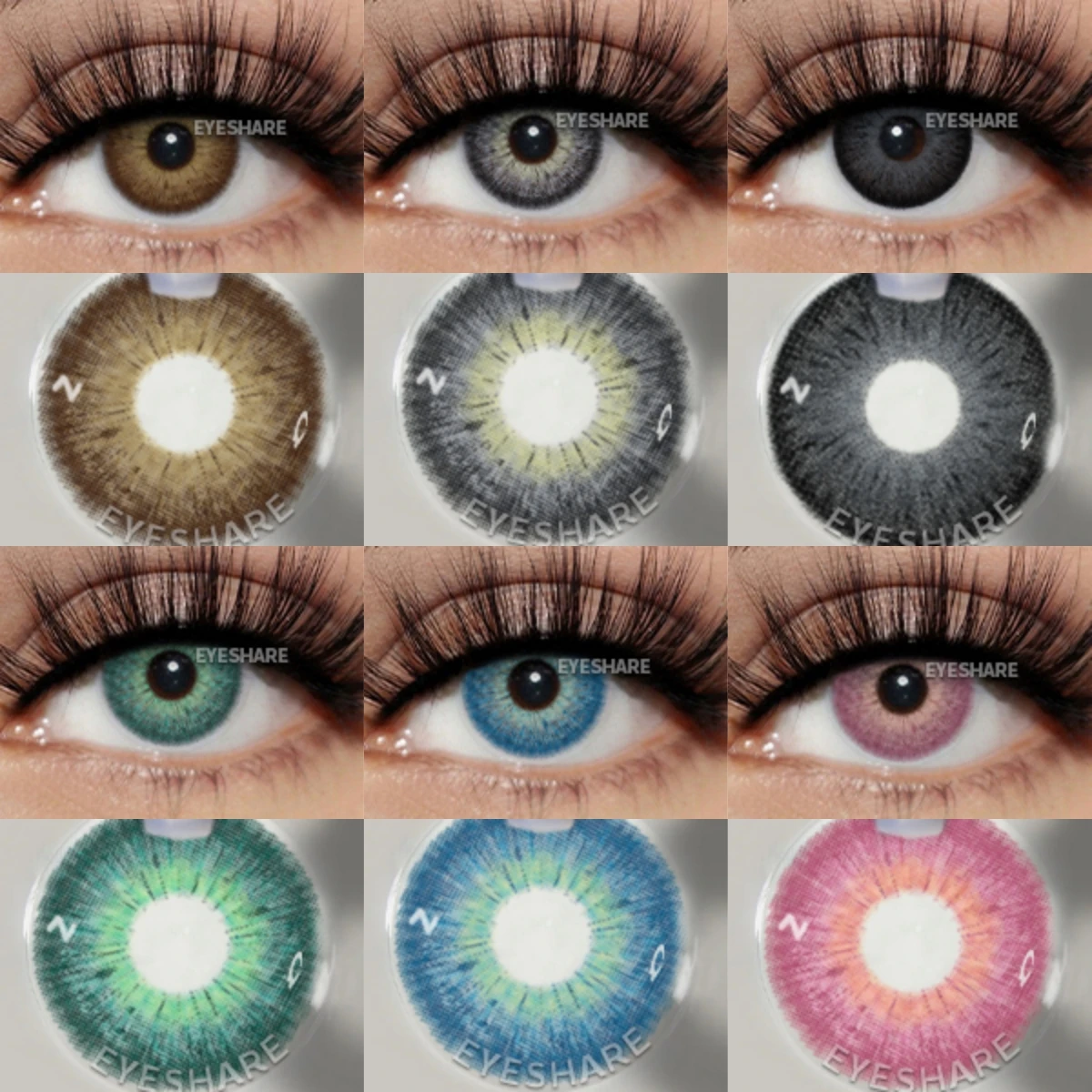 EYESHARE 1 Paar modische blau-grüne farbige Kontaktlinsen grau braun schöne Pupillen kosmetische schwarze Augenlinse jährliche Augenkontakte