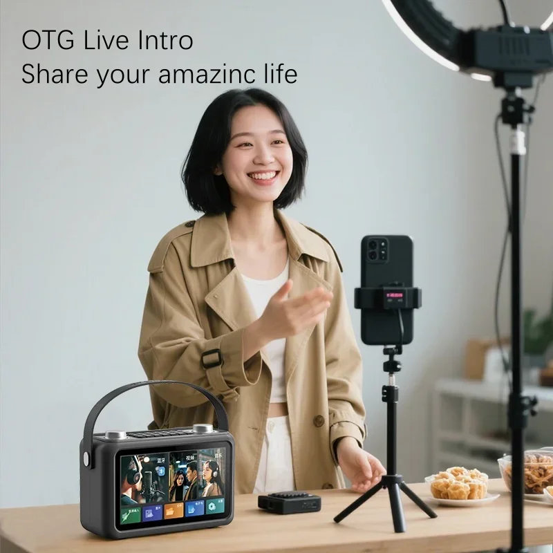 SANSUI F58 فيديو كاريوكي سمّاعات بلوتوث 40 واط مضخم صوت عالي الطاقة 7 بوصة شاشة عالية الوضوح كلمات عرض مشغل موسيقى