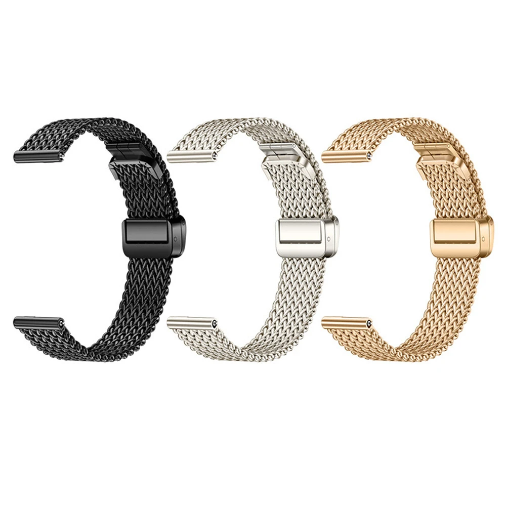 14mm universal strap for Xiaomi Garmin wristband strap slim waist herringbone mesh folding magnetic buckle steel watch strap