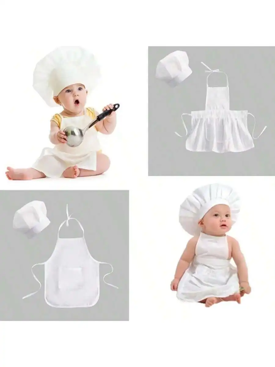 Baby-Kochschürze, Hut für Kinder, Neugeborenen-Fotografie-Outfit, Jungen- und Mädchenkostüme, Koch-Babykleidung, Neugeborenen-Fotografie-Requisiten