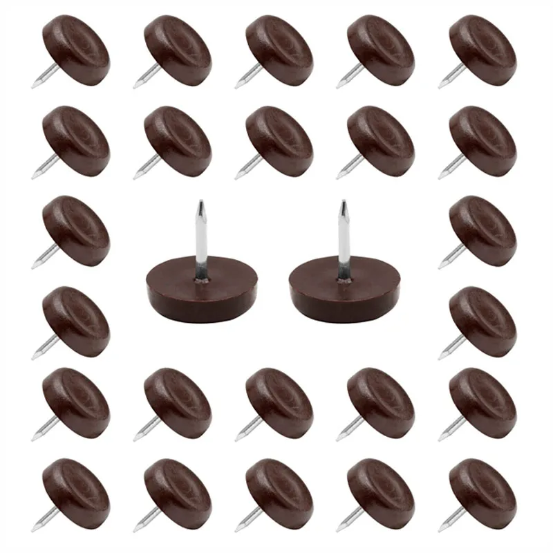 Plastic Furniture Feet 14/16/18/20mm Brown Nail On Furniture Glides Sliders Round Furniture Legs Feet Floor Protectors Pads