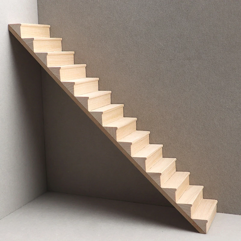 1:12 Dollhouse Miniature Wooden Staircase Mini No Handrail Stairs Furniture Model DIY DollHouse Life Scene Decor Toy Accessories