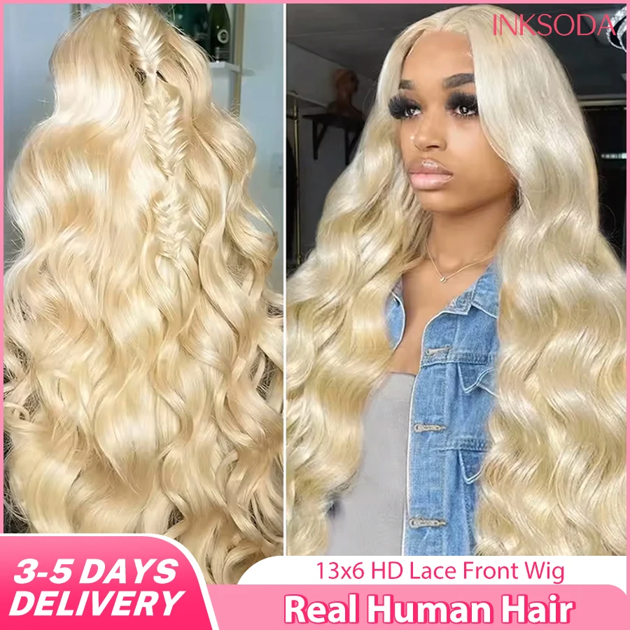 38 Inches Body Wave #613 Honey Blonde Lace Wig 13x6 Lace HD Transparent Front Human Hair Wigs Colored 13x4 Lace Frontal Wigs