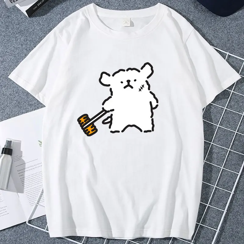 Maltese Line Puppy Women Tshirt Kawaii Cartoon God Man Couple Graphic T-shirt Girlfriend Boyfriend Birthday Gift Tops Tee Shirt