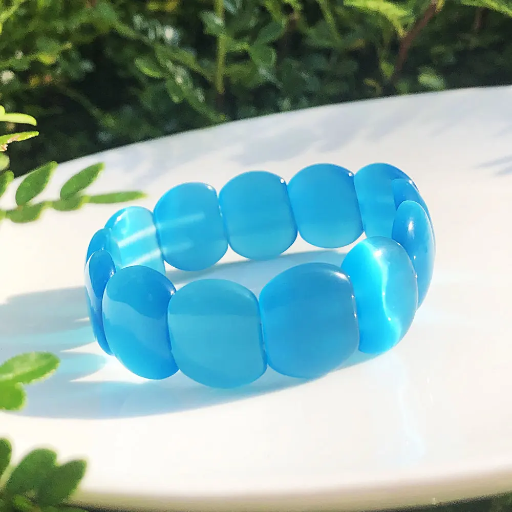 1PCS 17* 21MM Personalized Colorful Handmade Cat Eye Stone Bracelet Fashion Colorful Versatile Jewelry Bracelet