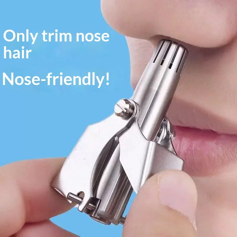 1/2PCS Manual Nose Ear Hair Trimmer Stainless Steel Washable Portable Grooming Tool for Men Women with Cleaning Brush