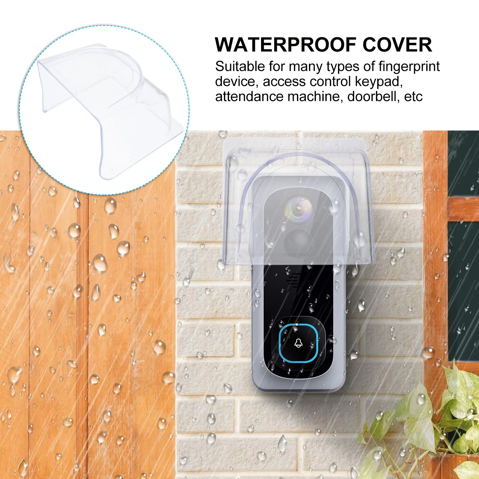 

Fingerprint Machine Protector Waterproof Door Access Rain Cover for Outdoor Bell Keypad System Transparent Plastic Housing