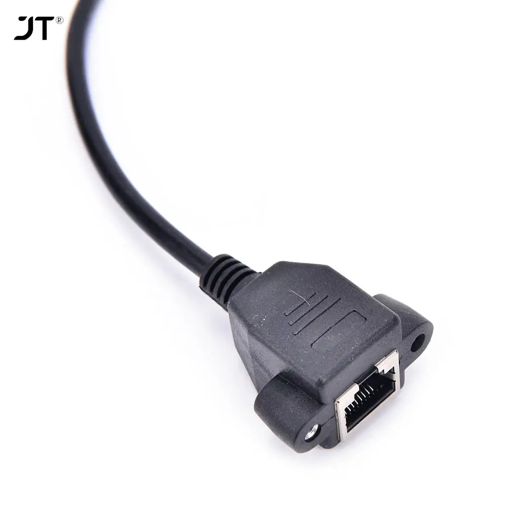 Ethernet LAN Network Extension Cable 30cm RJ45 Cable Male to Female Screw Panel Mount