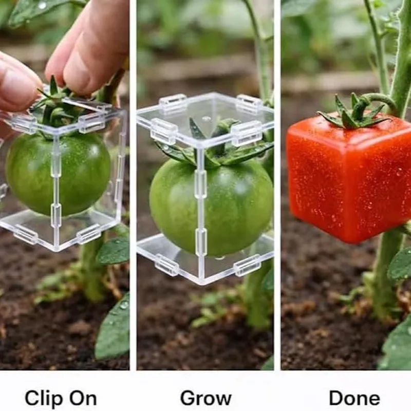 Fruit Mold for Growing, Transparent Triangular & Cubic Fruit Shaped Molds for Tomato Strawberry,Reusable Vegetable Growing Molds